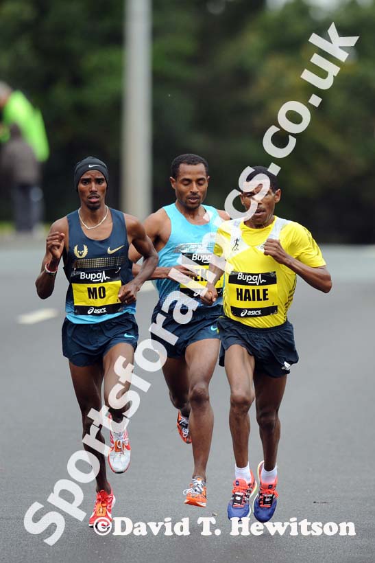 Haile Gebrselassie leads Mo Farah and Kenenisa Bekele in the BUPA Great North Run.